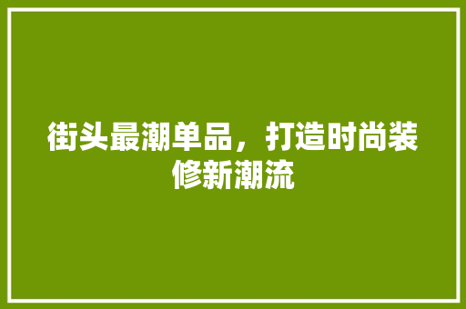 街头最潮单品，打造时尚装修新潮流