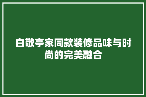 白敬亭家同款装修品味与时尚的完美融合