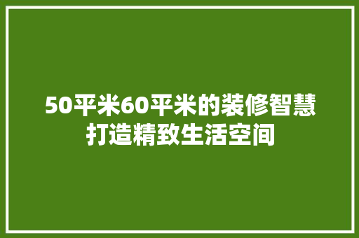 50平米60平米的装修智慧打造精致生活空间  第1张