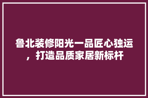 鲁北装修阳光一品匠心独运，打造品质家居新标杆