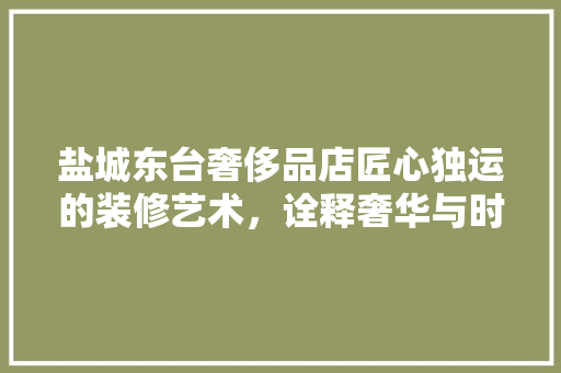 盐城东台奢侈品店匠心独运的装修艺术，诠释奢华与时尚的完美融合