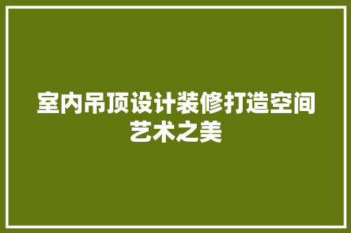室内吊顶设计装修打造空间艺术之美