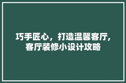 巧手匠心，打造温馨客厅,客厅装修小设计攻略