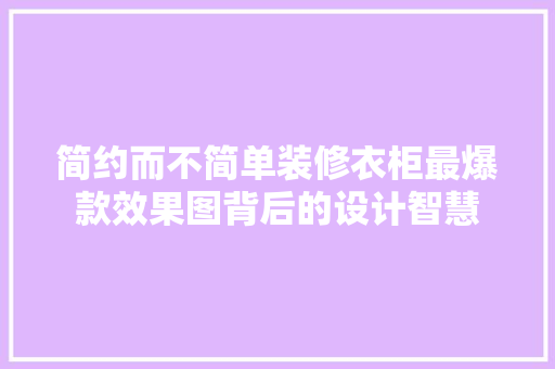简约而不简单装修衣柜最爆款效果图背后的设计智慧