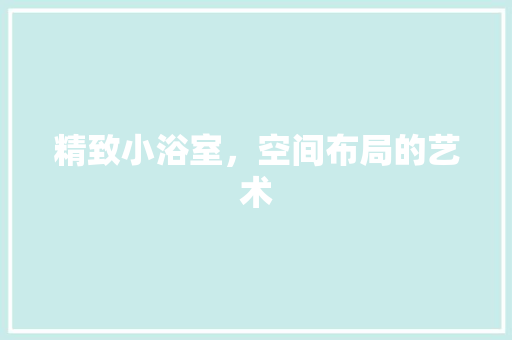 精致小浴室，空间布局的艺术