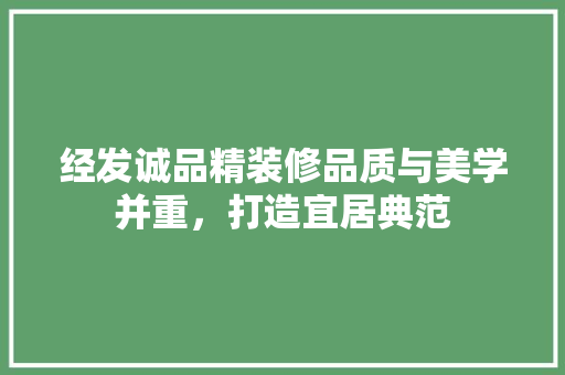 经发诚品精装修品质与美学并重，打造宜居典范