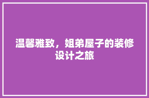 温馨雅致，姐弟屋子的装修设计之旅