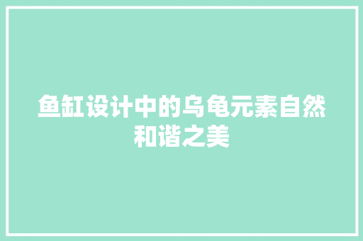 鱼缸设计中的乌龟元素自然和谐之美  第1张
