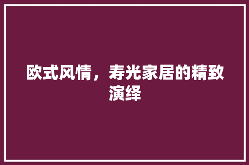 欧式风情，寿光家居的精致演绎