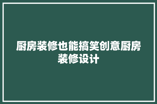 厨房装修也能搞笑创意厨房装修设计