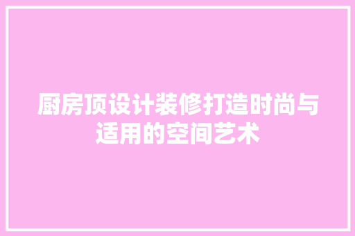 厨房顶设计装修打造时尚与适用的空间艺术  第1张