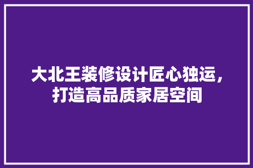 大北王装修设计匠心独运，打造高品质家居空间