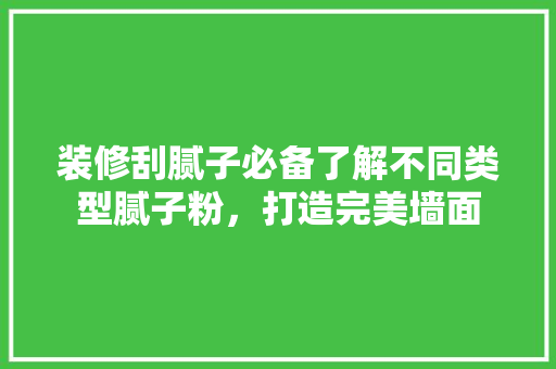 装修刮腻子必备了解不同类型腻子粉，打造完美墙面