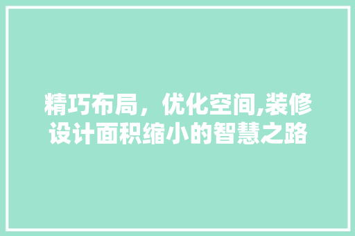 精巧布局，优化空间,装修设计面积缩小的智慧之路
