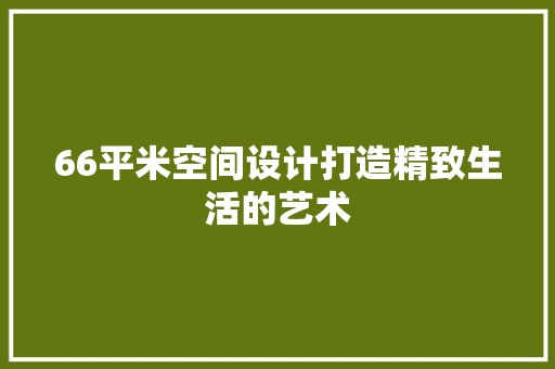66平米空间设计打造精致生活的艺术
