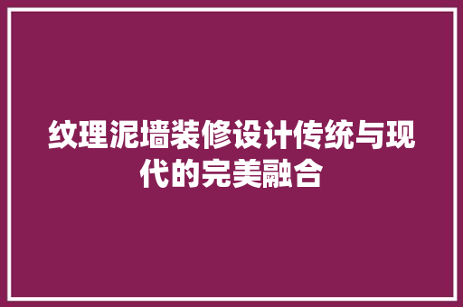纹理泥墙装修设计传统与现代的完美融合