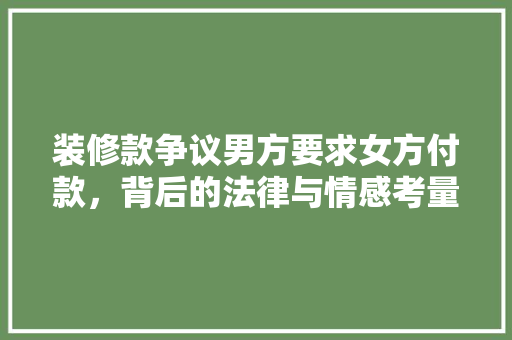 装修款争议男方要求女方付款，背后的法律与情感考量  第1张
