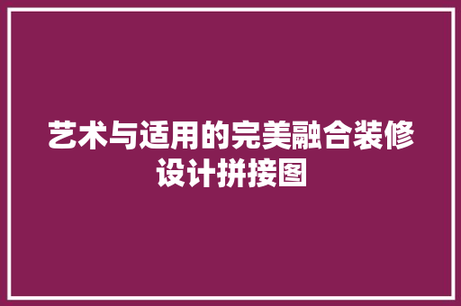 艺术与适用的完美融合装修设计拼接图