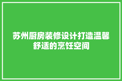 苏州厨房装修设计打造温馨舒适的烹饪空间