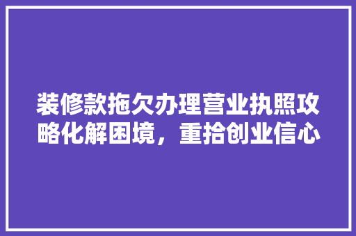 装修款拖欠办理营业执照攻略化解困境，重拾创业信心  第1张