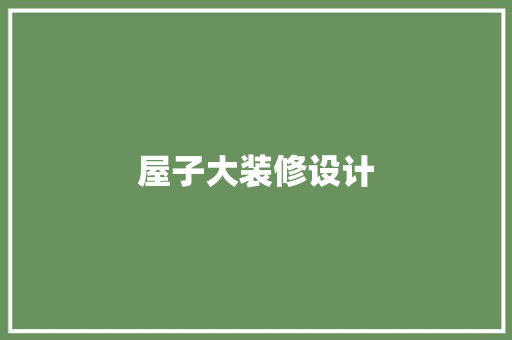 屋子大装修设计