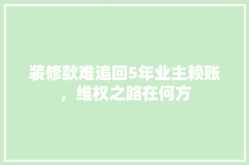 装修款难追回5年业主赖账，维权之路在何方