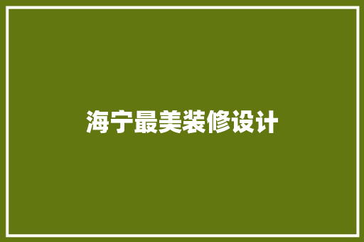 海宁最美装修设计