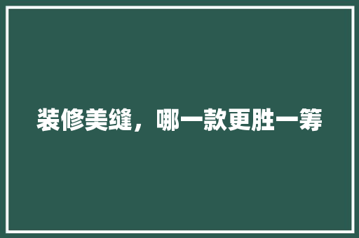 装修美缝，哪一款更胜一筹
