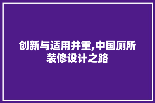 创新与适用并重,中国厕所装修设计之路