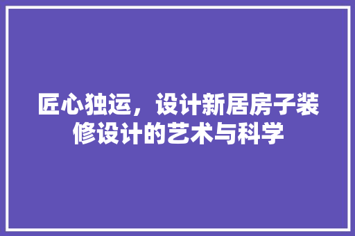 匠心独运，设计新居房子装修设计的艺术与科学