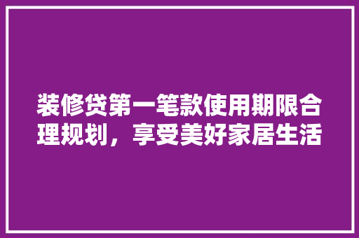装修贷第一笔款使用期限合理规划，享受美好家居生活