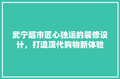 武宁超市匠心独运的装修设计，打造现代购物新体验