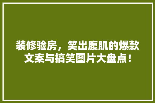 装修验房，笑出腹肌的爆款文案与搞笑图片大盘点！