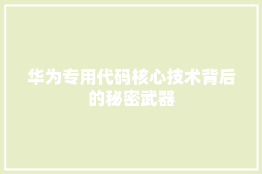 华为专用代码核心技术背后的秘密武器