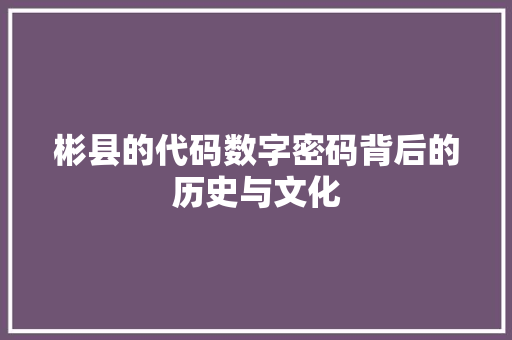 彬县的代码数字密码背后的历史与文化