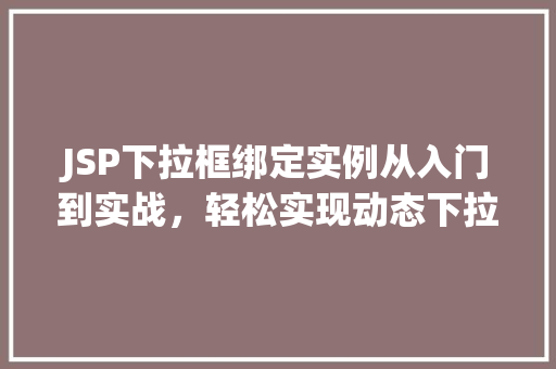 JSP下拉框绑定实例从入门到实战，轻松实现动态下拉框  第1张