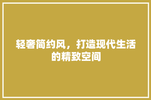 轻奢简约风，打造现代生活的精致空间